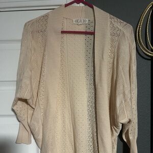 Pink Rose Beige Open-Front Cardigan